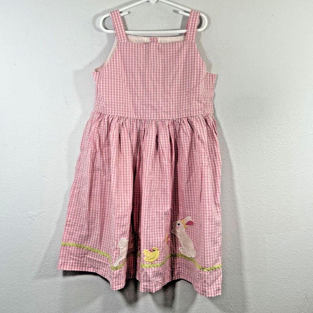 Gymboree Dress Kids 12‎ Pink Plaid Sleveless Embroidered Easter Cottagecore